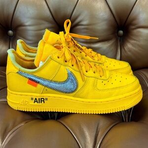 Size 5 - Nike Air Force 1 Low OFF-WHITE Yellow University Gold Metallic Silver